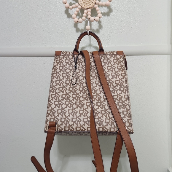 DKNY Tan and Cream Geometric Backpack main image 7